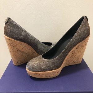Stuart Weitzman Corkswoon Pyrite wedges, size 8.5